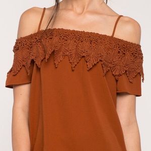 Mustard off the shoulder shirt